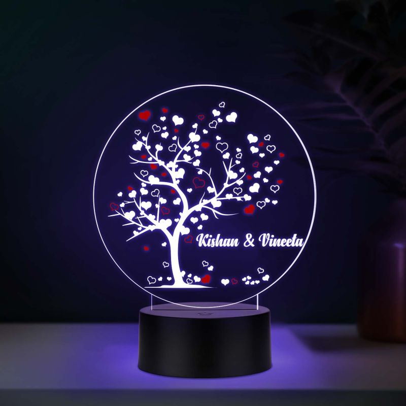 Personalized Romantic Tree UV Print Auto Color Changing LED Lamp